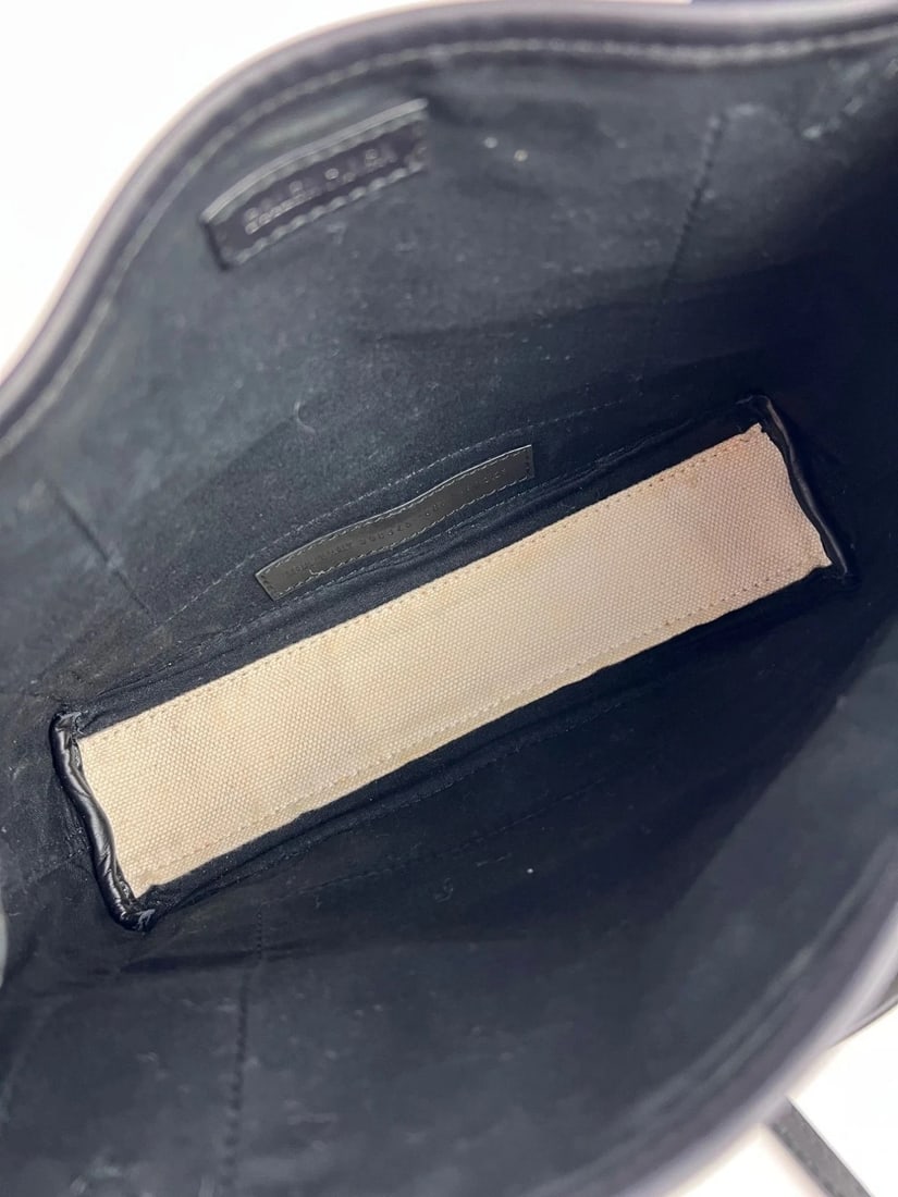 Balenciaga Cotton Canvas Calfskin Navy Cabas XS Natural Black Tote Bag - 9