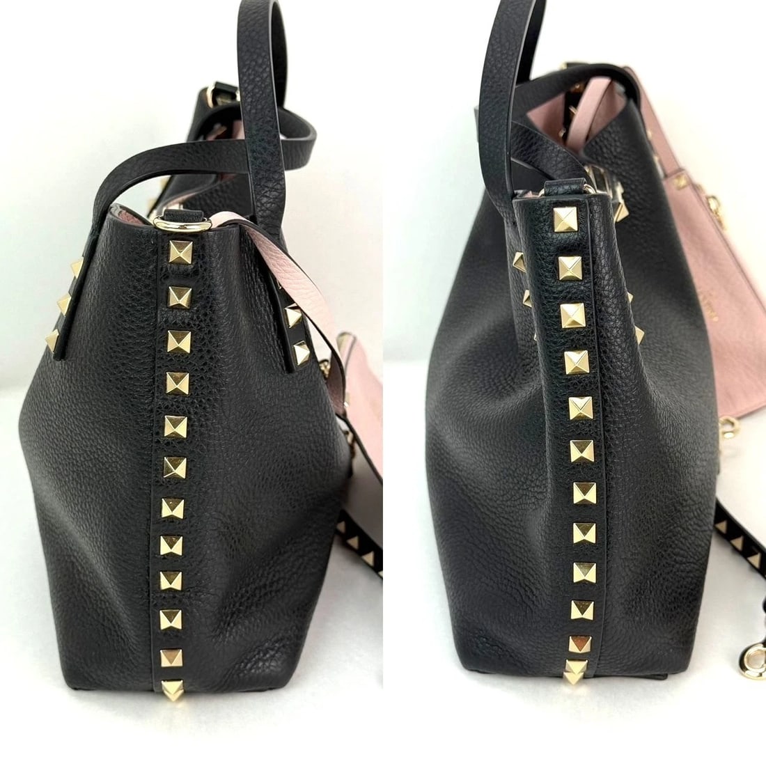 Valentino Giaravani Rockstud Small Black Leather Tote Bag - 6