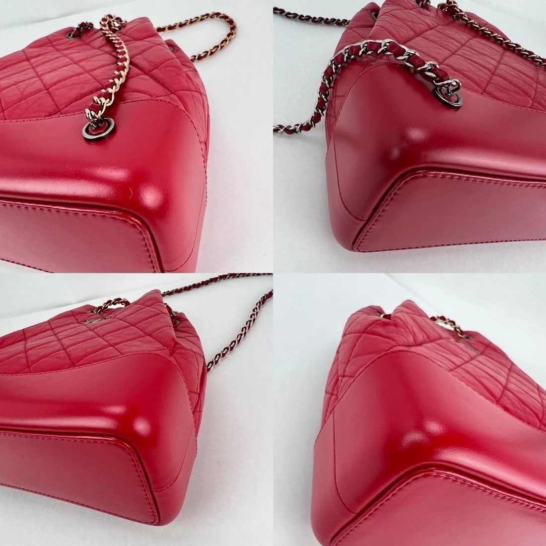 Chanel Aged Calfskin Quilted Small Gabrielle Red Backpack - 8