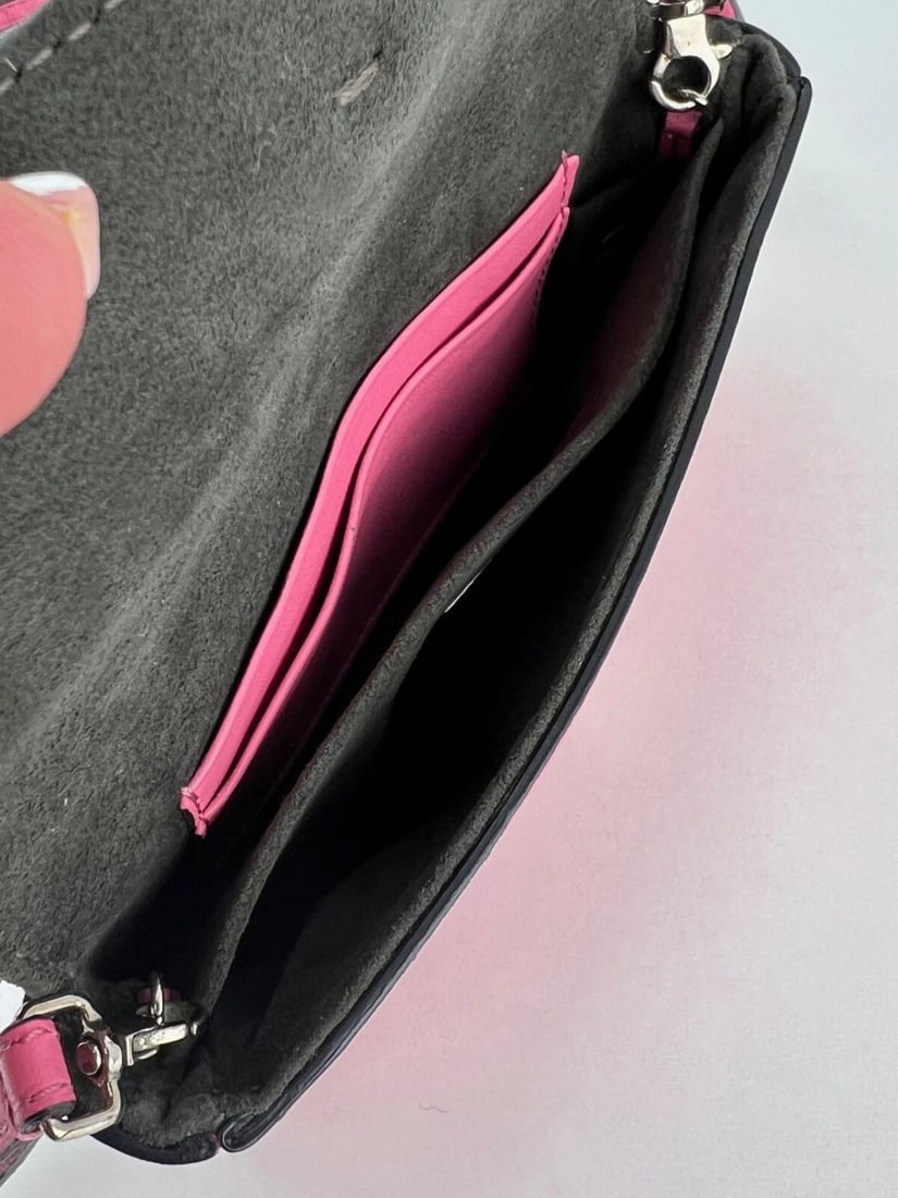 Fendi Monster Baguette Pink Leather Micro Crossbody Bag - 10