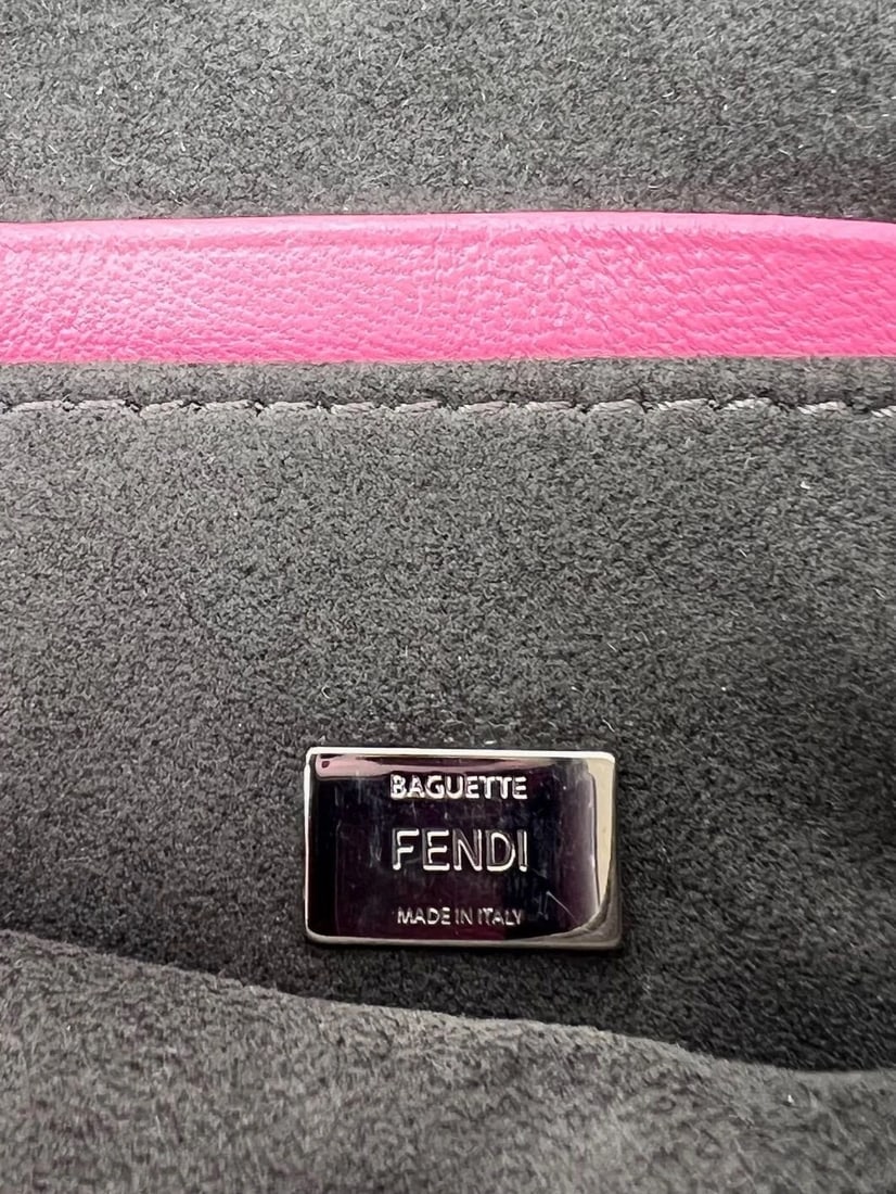 Fendi Monster Baguette Pink Leather Micro Crossbody Bag - 5