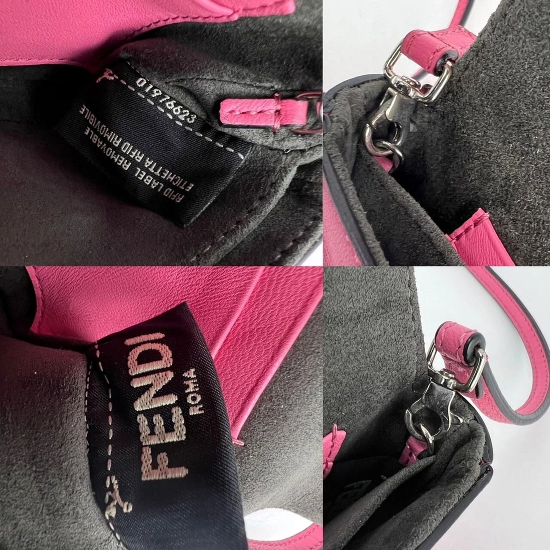 Fendi Monster Baguette Pink Leather Micro Crossbody Bag - 7