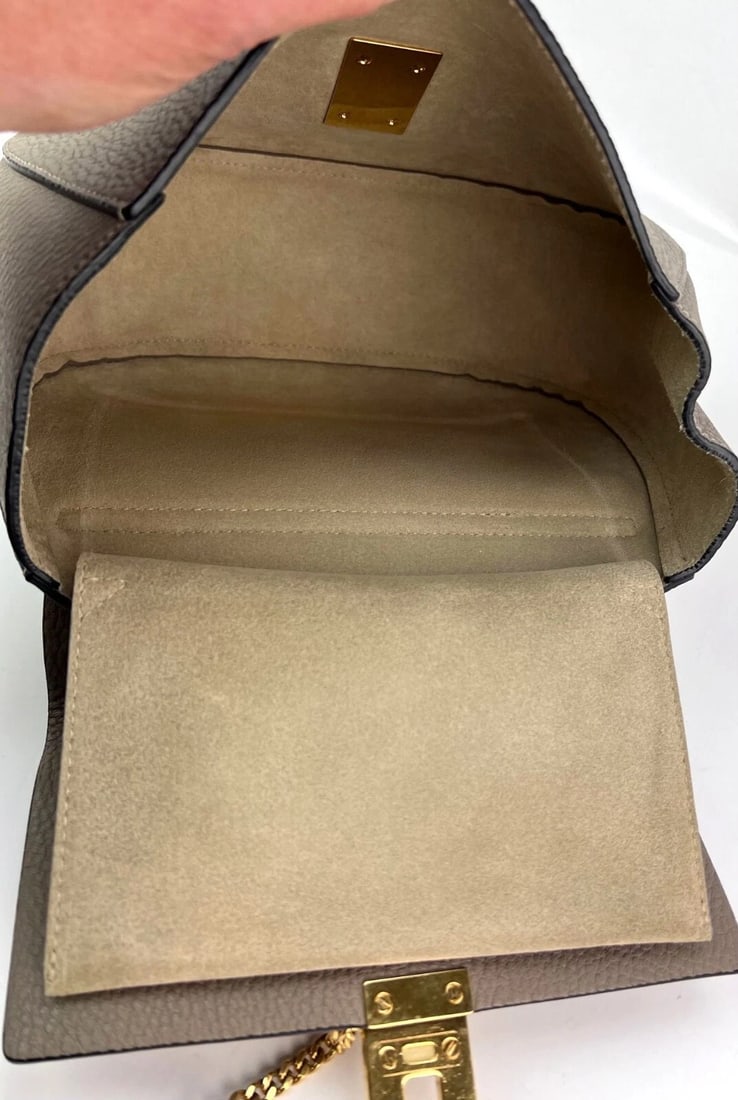 Chloe Small Drew Gray Grained Lambskin Leather Shoulder Cross-body Bag - 9