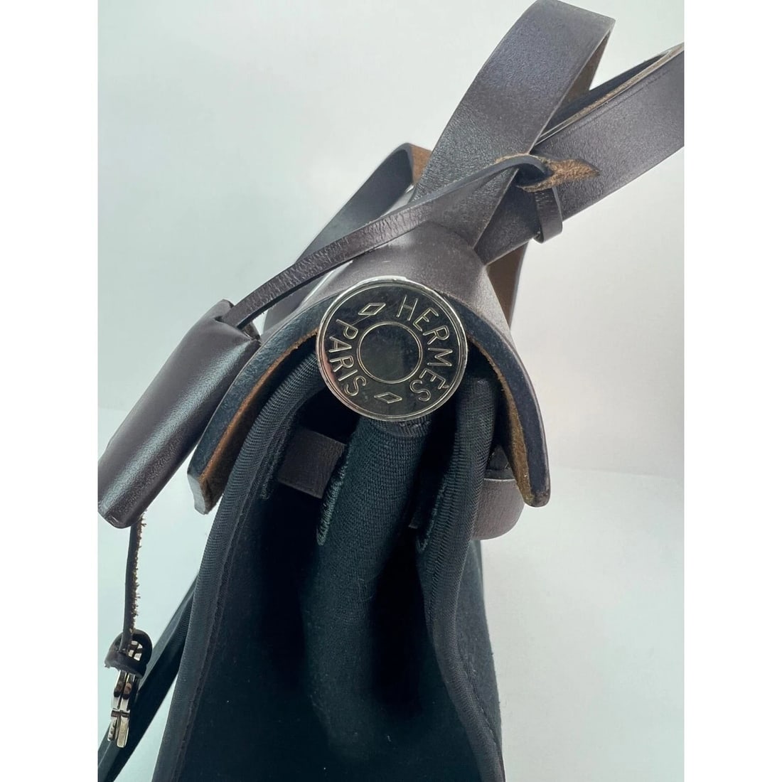 Hermes Toile vache Hunter Herbag zip 31 PM Black Ebene Shoulder Bag - 10