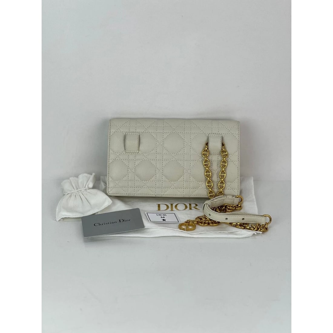 Christian Dior Caro Cannage White Leather Belt Bag Clutch - 3