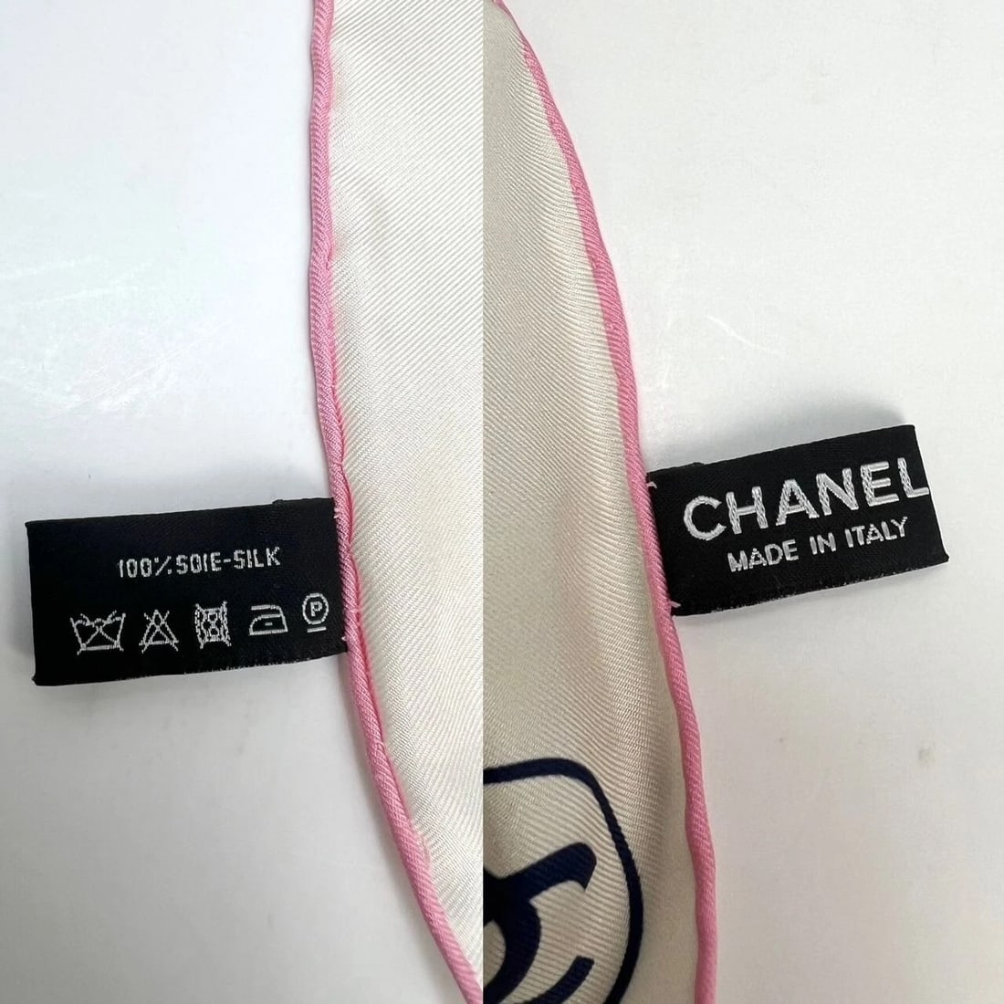 Chanel Silk Pink Black Blue Scarf - 4