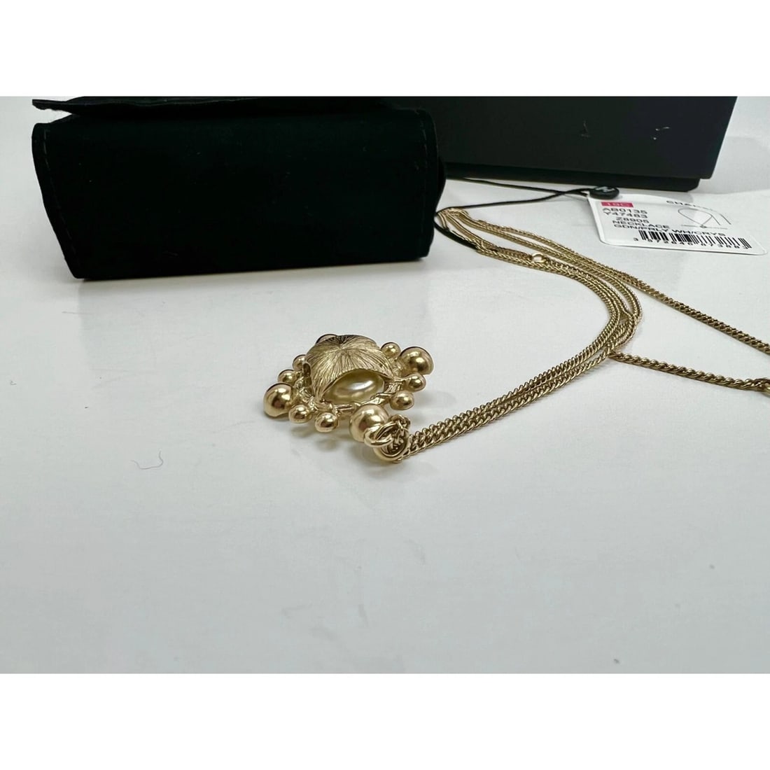 Chanel Crystal CC Necklace Gold Pearly Fashion Jewelry - 9