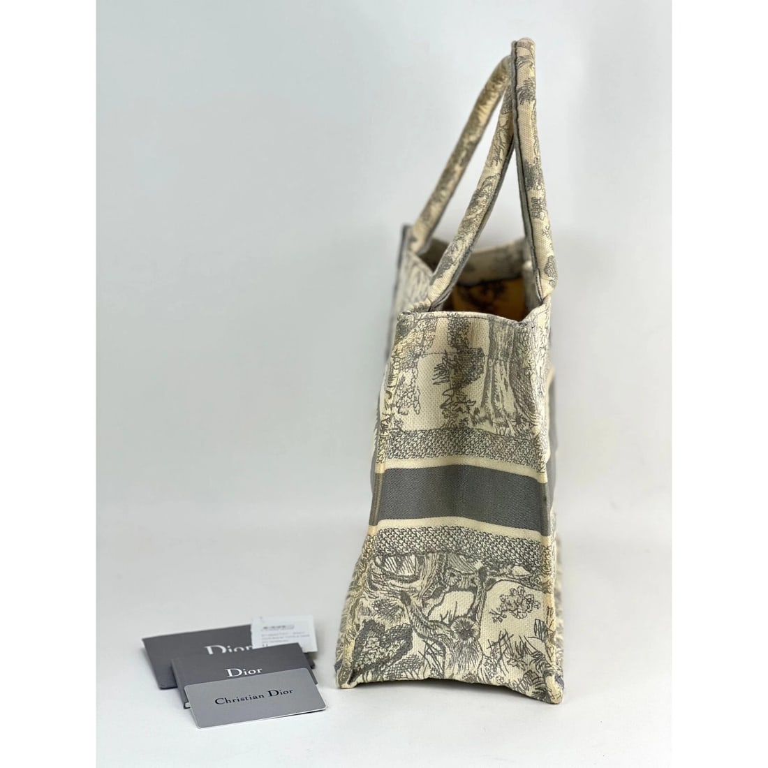 CHRISTIAN DIOR Canvas Embroidered Medium Dioriviera Grey Book Tote - 5