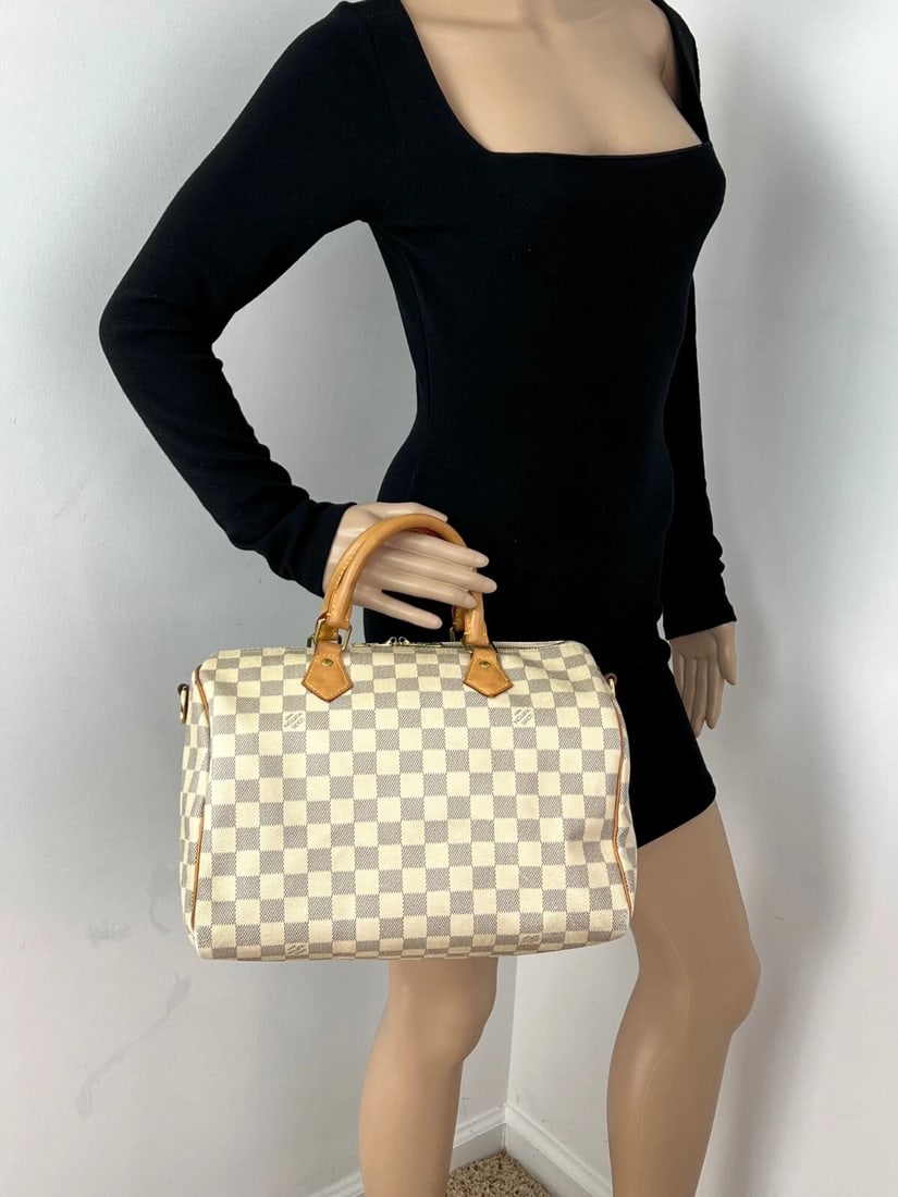 LOUIS VUITTON Hand Bag Speedy 30 Bandouliere Damier Azur Bag - 7