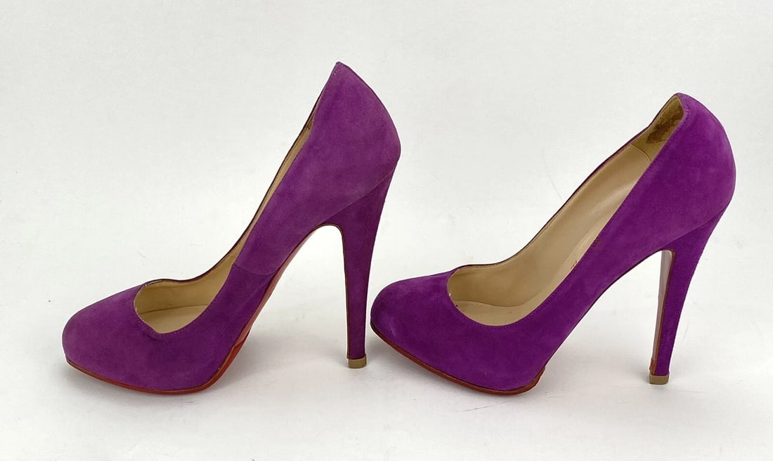 CHRISTIAN LOUBOUTIN Women's Shoes Suede Purple Pumps Heels SZ 37 / Us 7 - 7