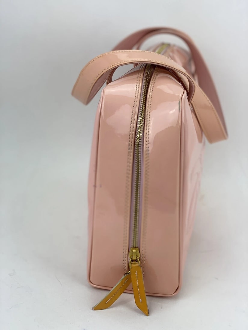 Chanel Bag Triple CC Logo Medium Pink Patent Leather Zip Tote Hand Bag - 6