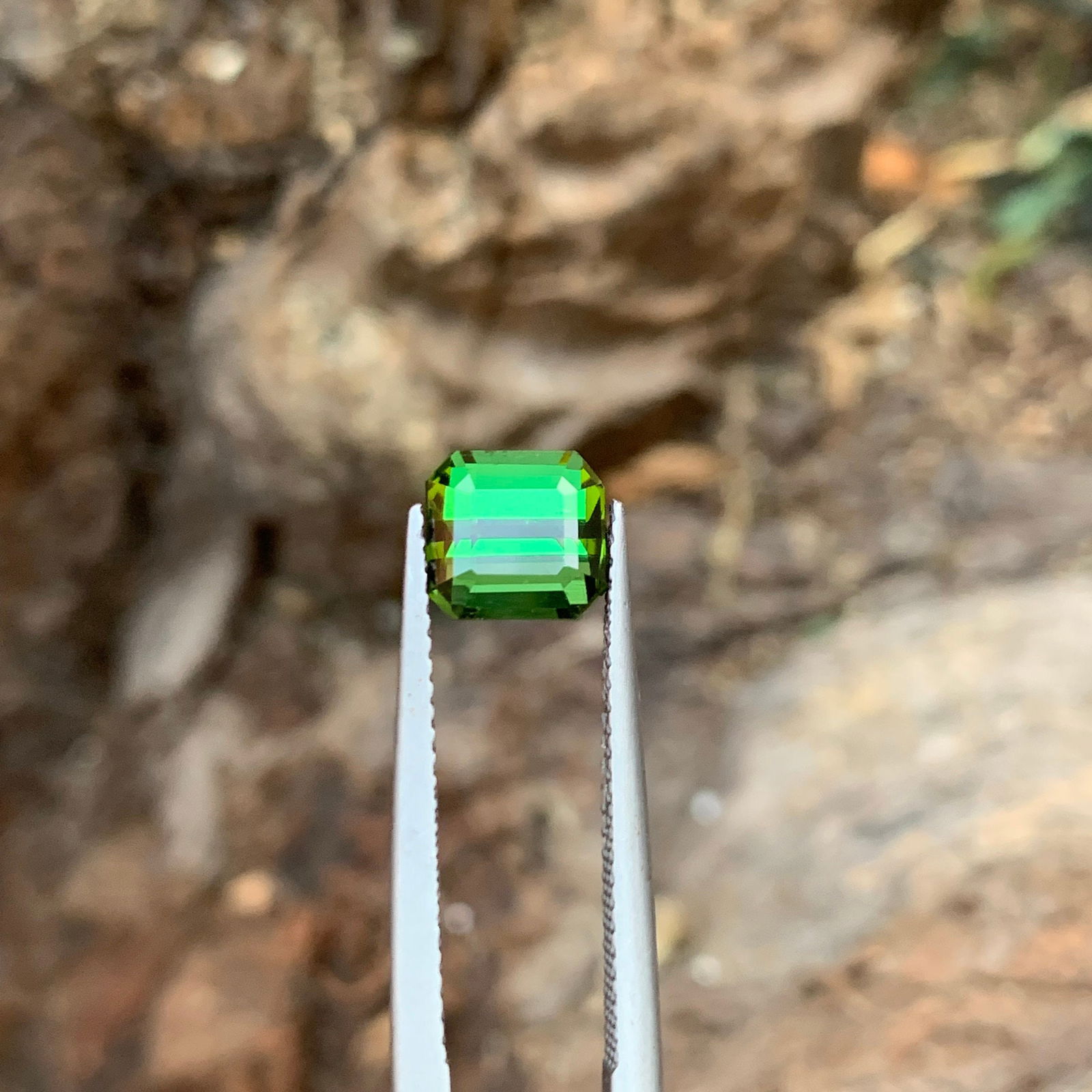 2.00 CT Bottle Green Tourmaline: Square Emerald Cut Afghan Gemstone - 2