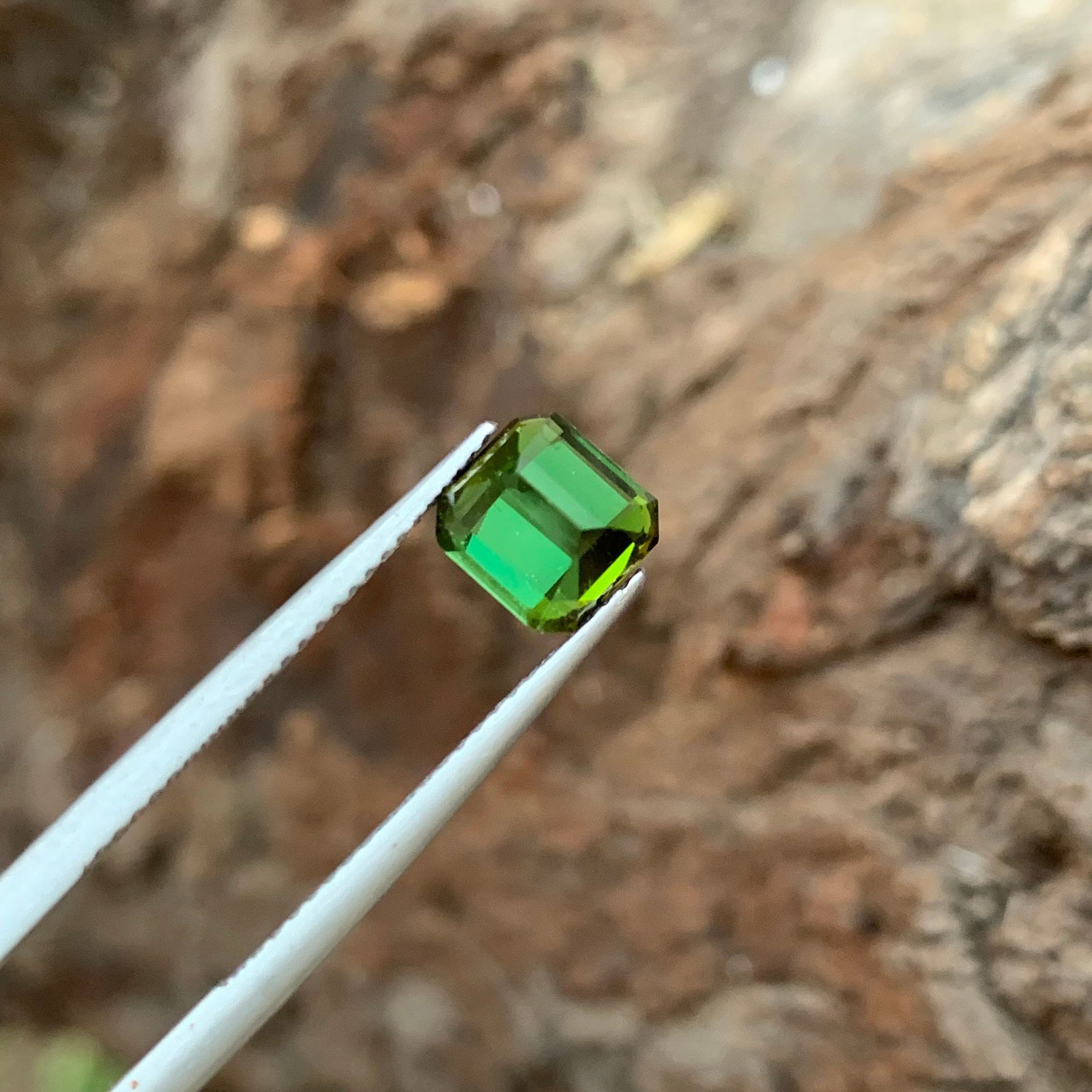 2.00 CT Bottle Green Tourmaline: Square Emerald Cut Afghan Gemstone - 5