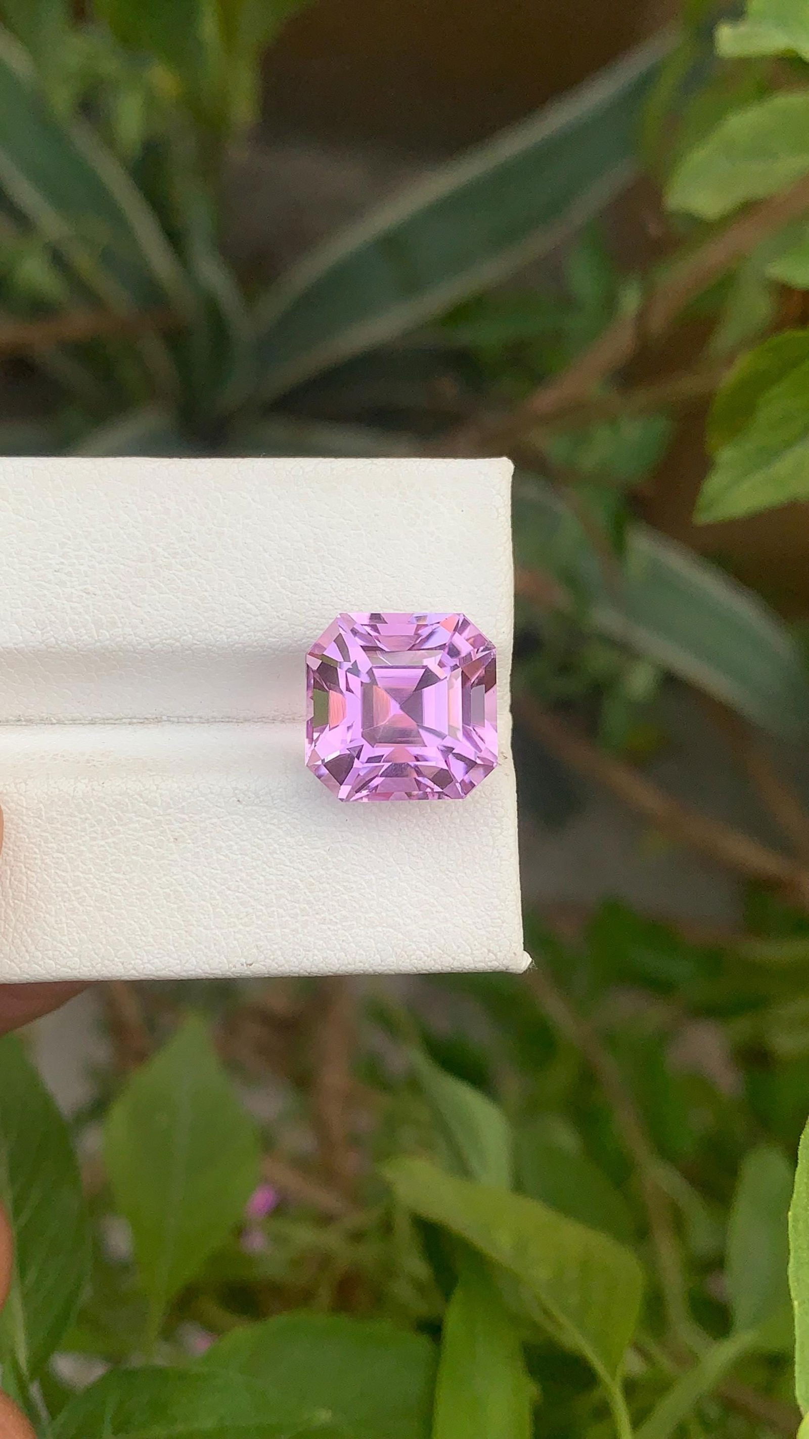 Pink Kunzite Gemstone: 12.85 Carat Asscher Cut, Afghanistan Origin - 5