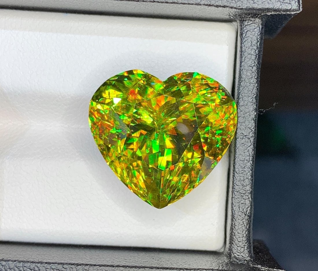 Lustrous Sphene Heart Gemstone: Yellow-Green Titanite, June Birthstone - 2
