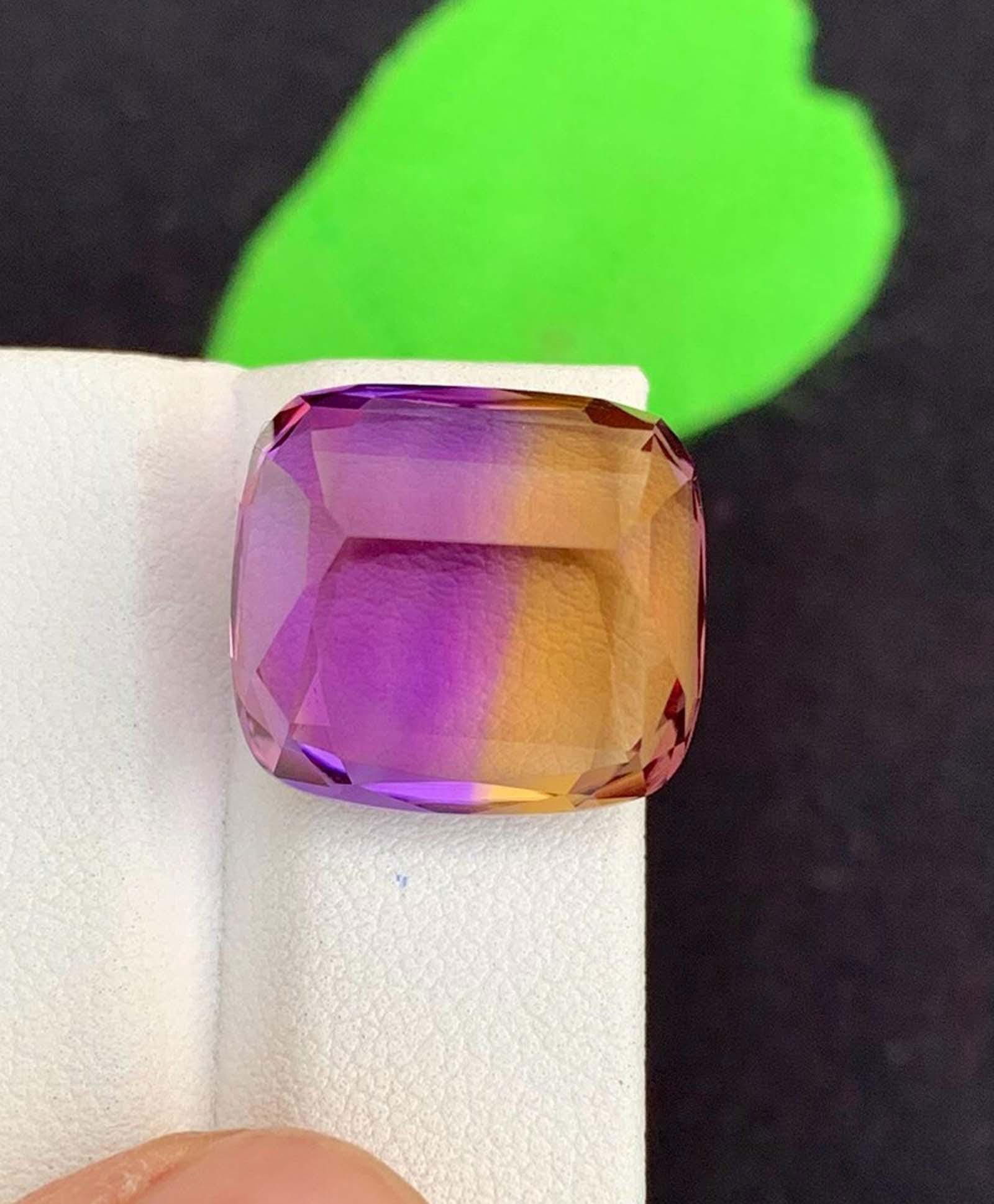 Cushion Cut Ametrine Gemstone: Royal Purple & Golden, 22 Carats - 2