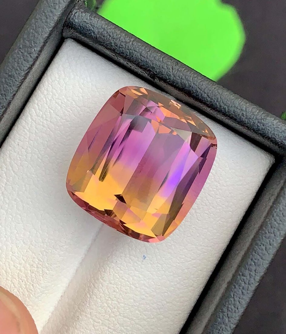 Cushion Cut Ametrine Gemstone: Royal Purple & Golden, 22 Carats - 5