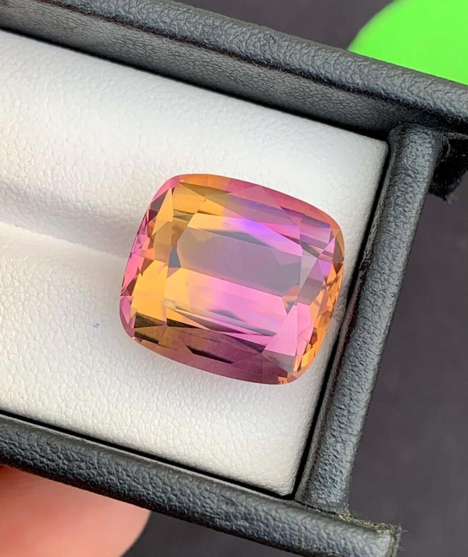 Cushion Cut Ametrine Gemstone: Royal Purple & Golden, 22 Carats - 6