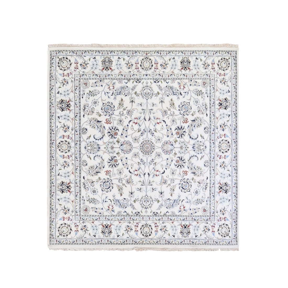 Ivory Wool 250 KPSI All Over Design Nain Hand Knotted Oriental Rug (1 of 7)