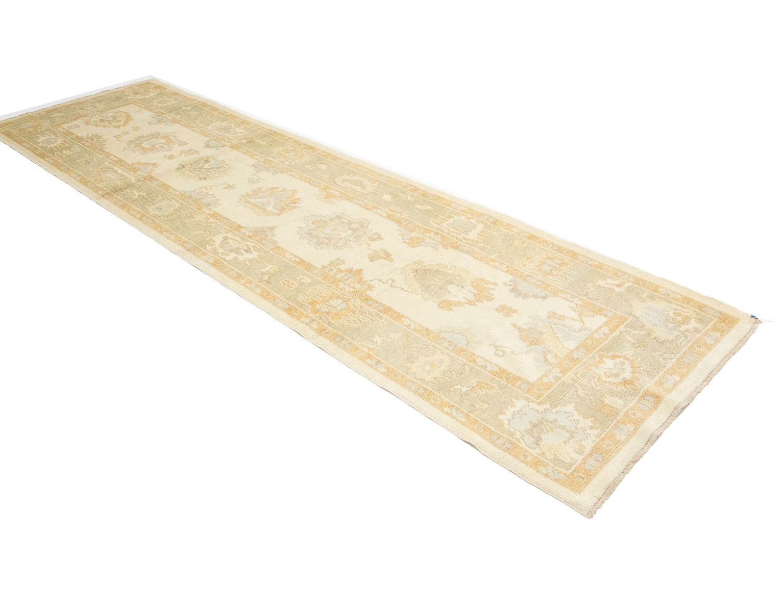 Floral Muted Oushak 3'6X12'7 Turkish Oriental Runner Rug - 3