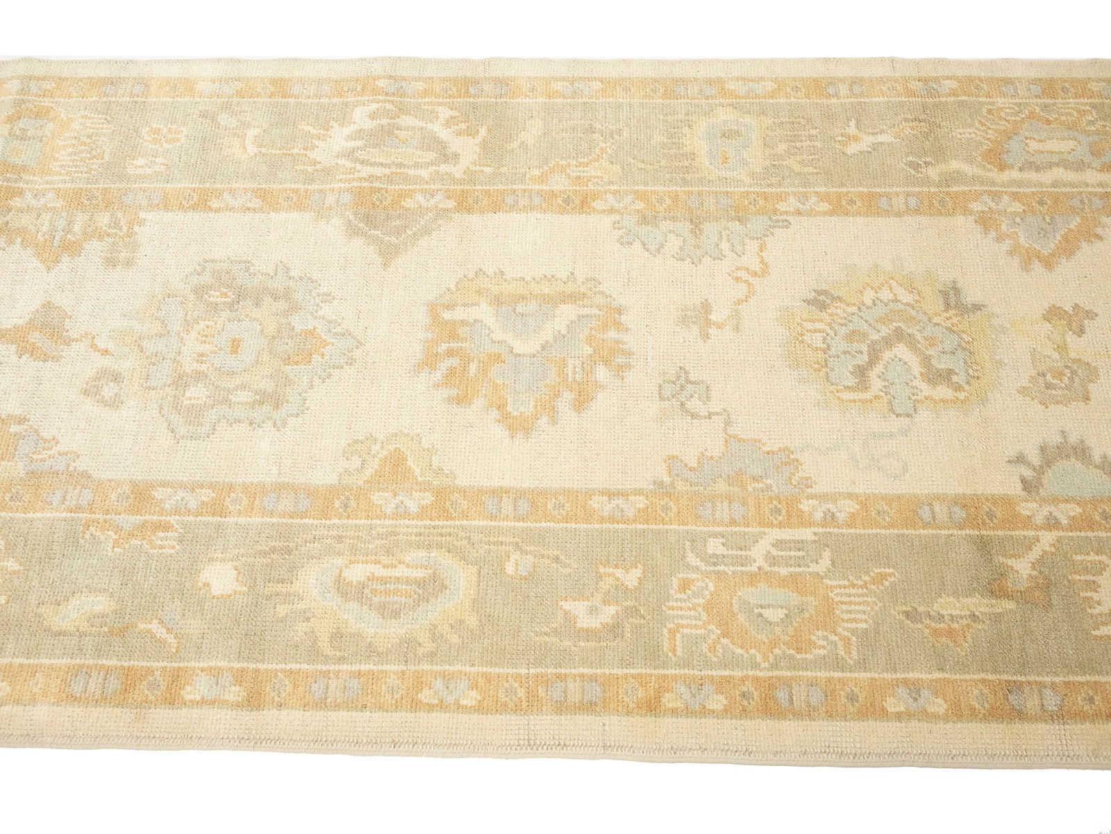 Floral Muted Oushak 3'6X12'7 Turkish Oriental Runner Rug - 7