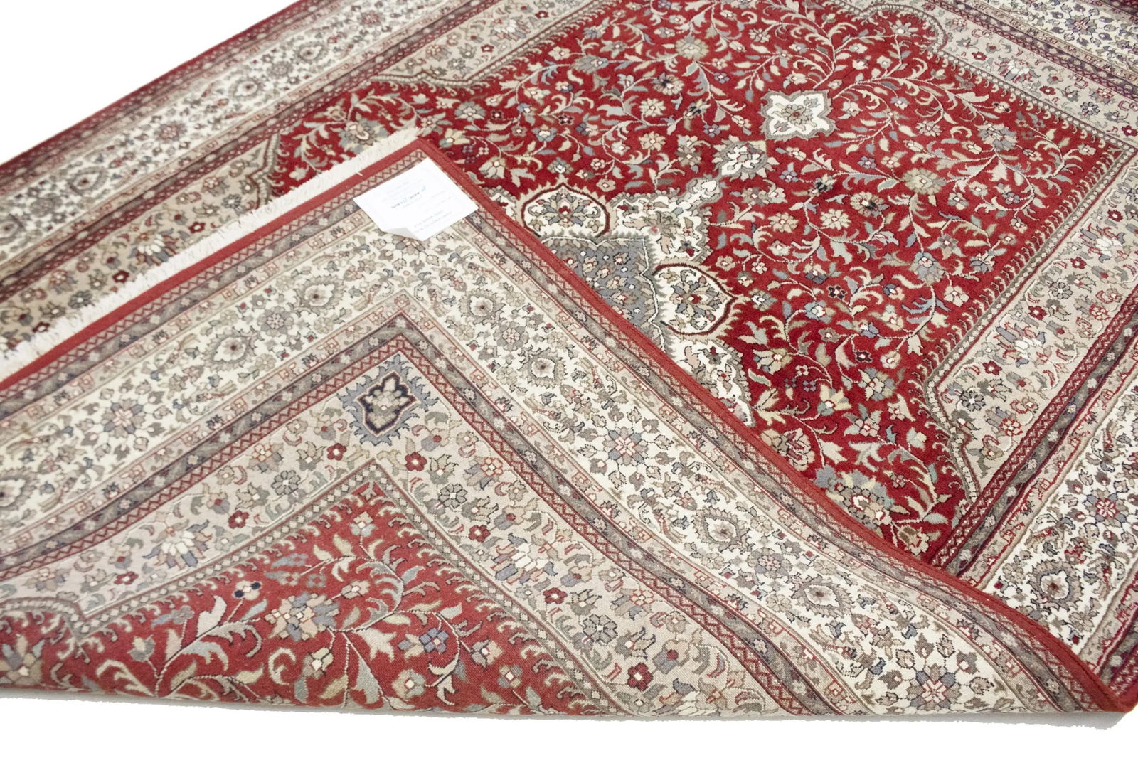 Red Floral Classic 6'5X9'9 Indo-Kashan Oriental Rug - 14