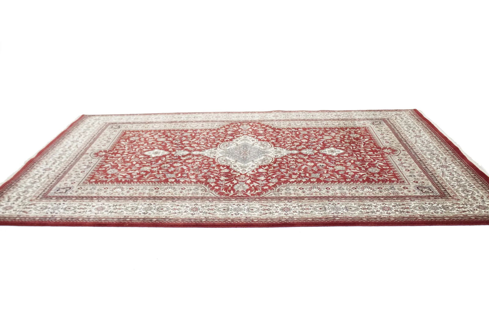 Red Floral Classic 6'5X9'9 Indo-Kashan Oriental Rug - 6