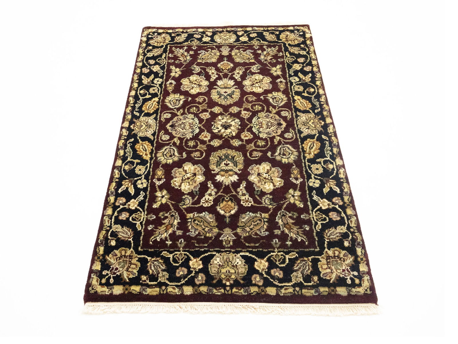 Maroon Floral Classic 3X5 Agra Jaipur Oriental Rug - 2