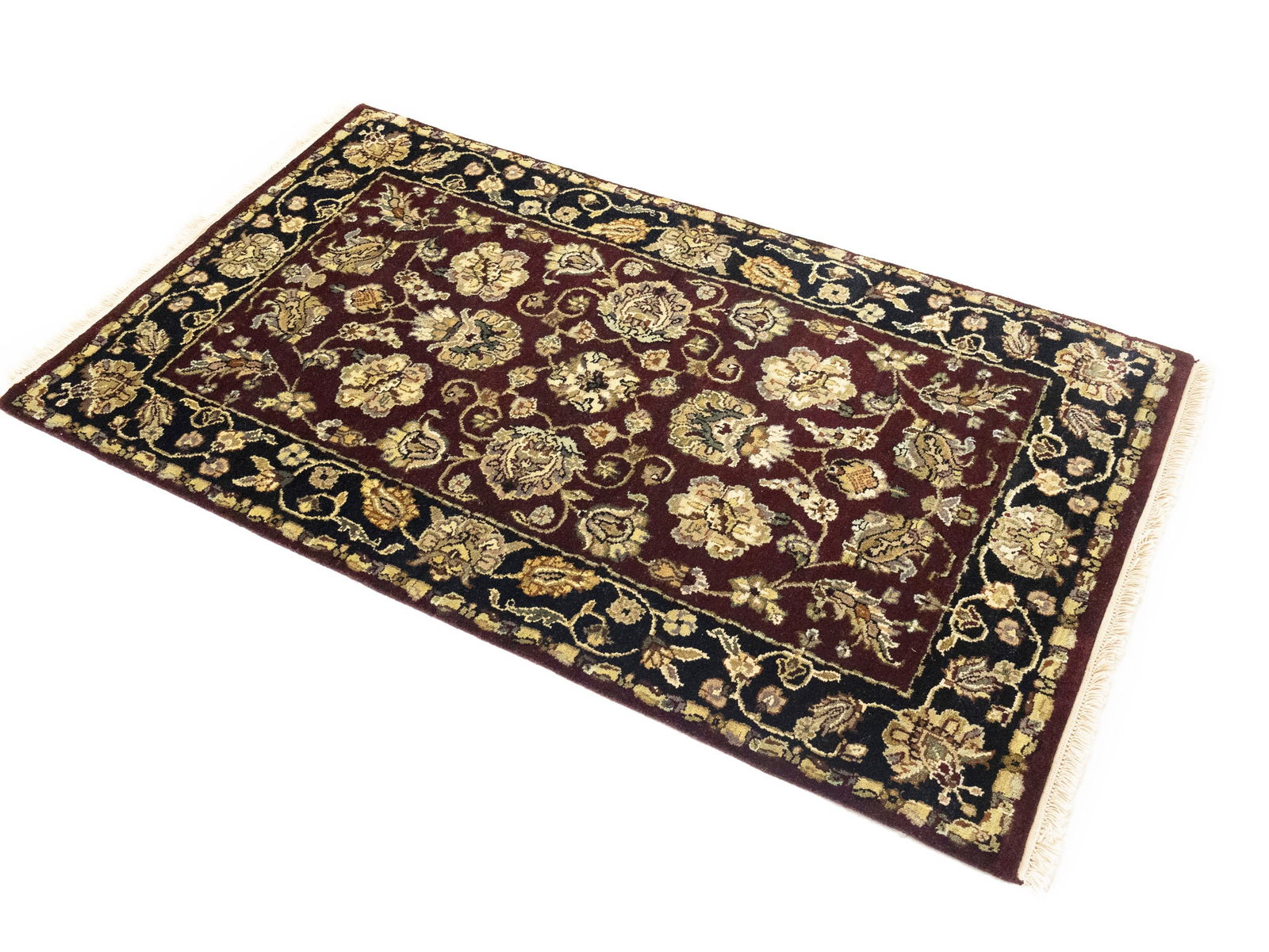 Maroon Floral Classic 3X5 Agra Jaipur Oriental Rug - 3