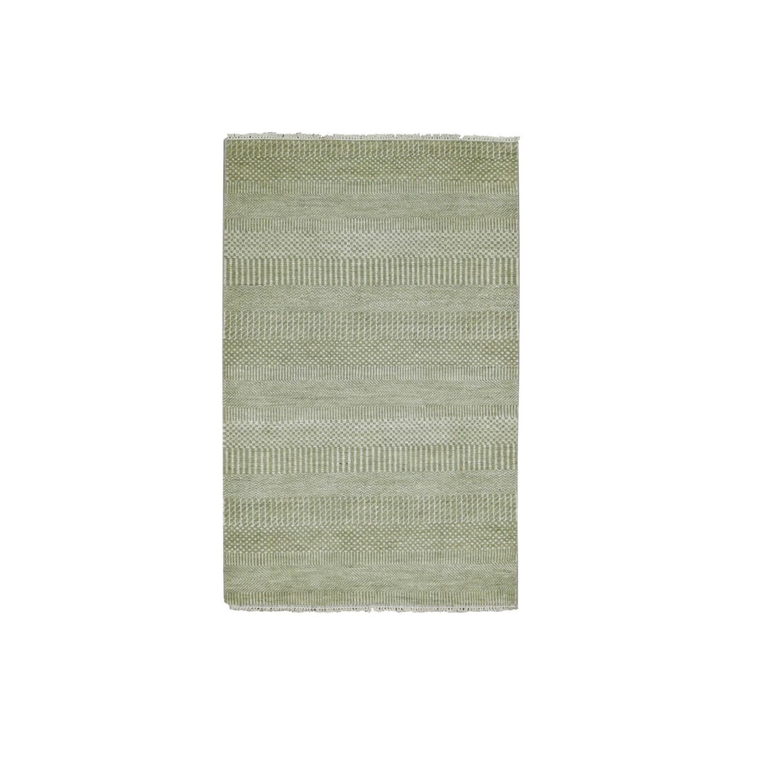 Light Green, Hand Knotted Grass Design, Wool and Silk Rug: Title: Light Green, Hand Knotted Grass Design, Wool and Silk Rug Description: This is a truly genuine one-of-a-kind. It has been Knotted for months and months in the centuries-old weaving craftsmanshi