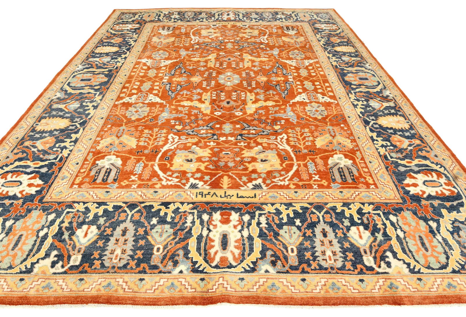 Orange Tribal 9X12 Oushak Chobi Oriental Rug - 2