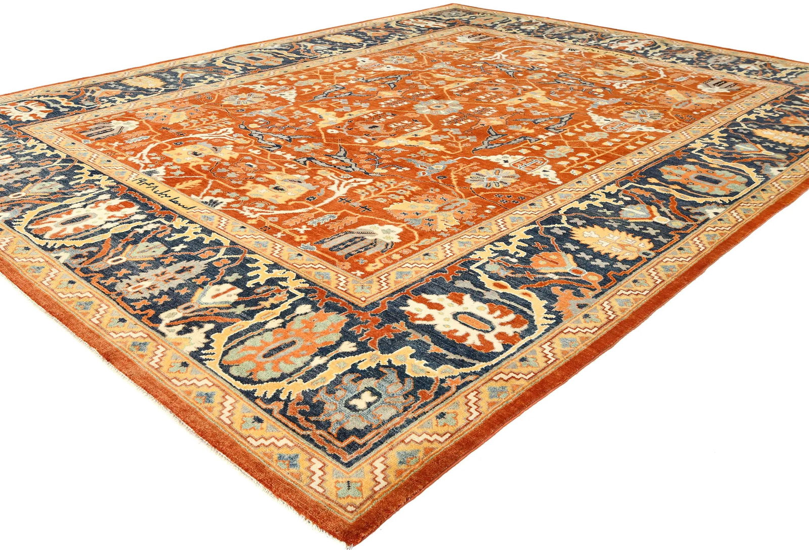 Orange Tribal 9X12 Oushak Chobi Oriental Rug - 4