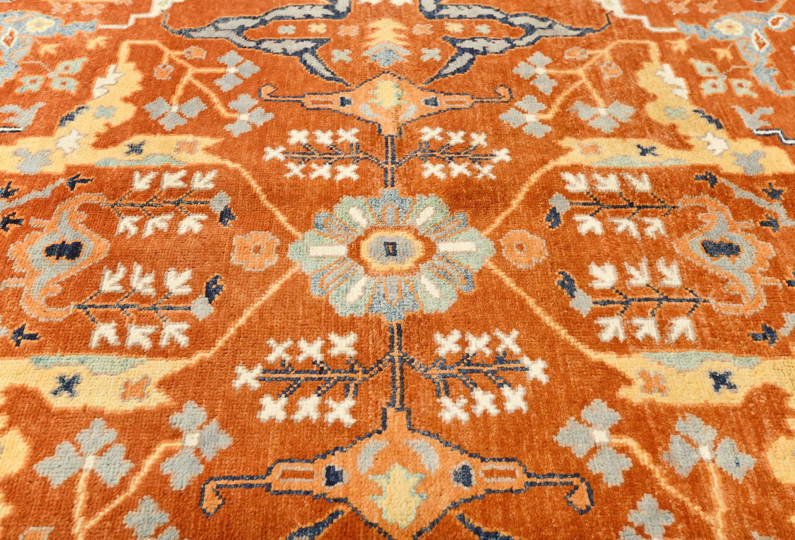 Orange Tribal 9X12 Oushak Chobi Oriental Rug - 6