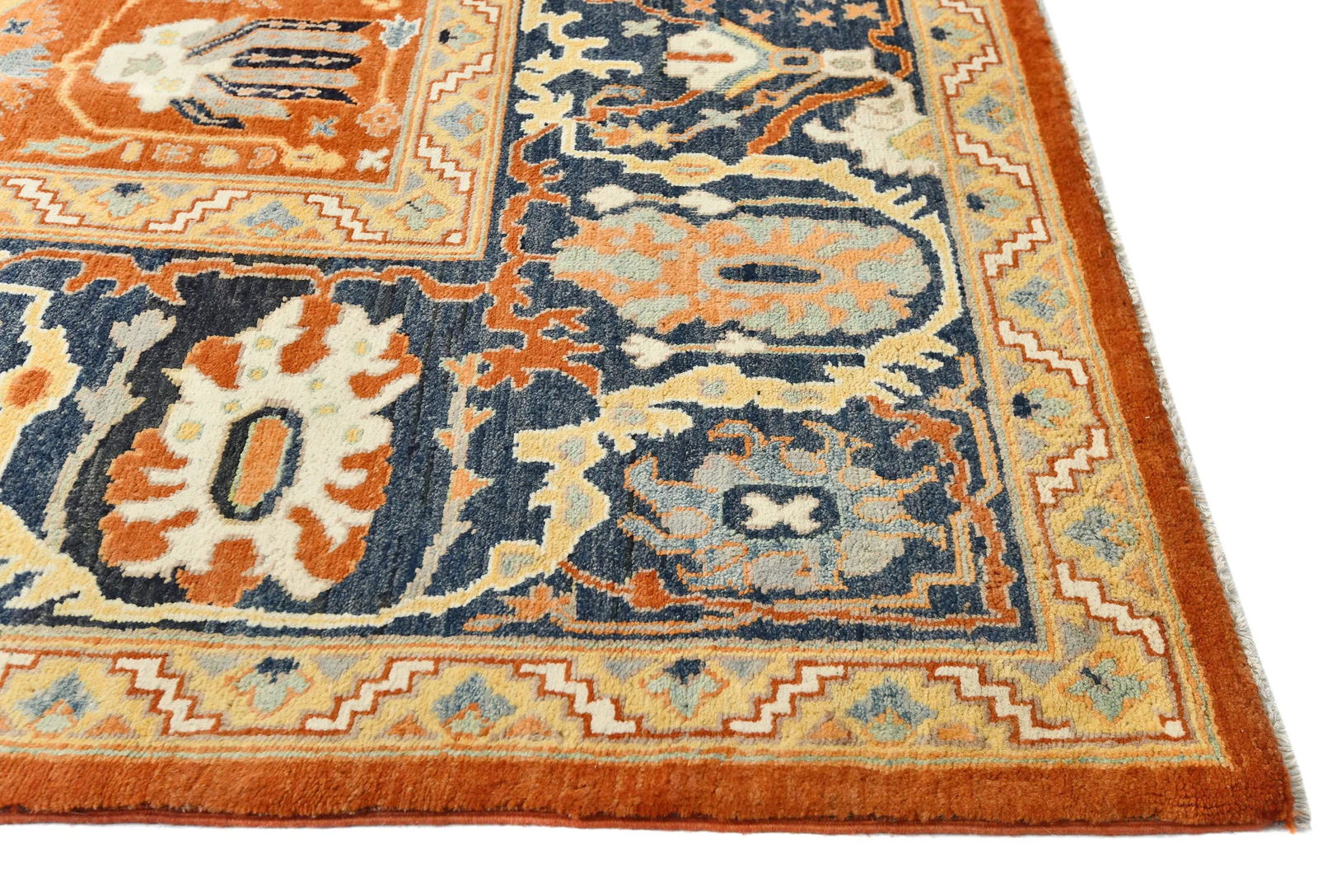 Orange Tribal 9X12 Oushak Chobi Oriental Rug - 8