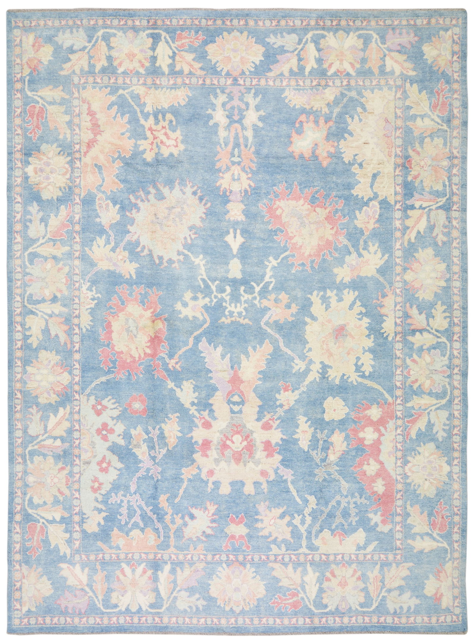HAND KNOTTED WOOL OUSHAK RUG: Title: HAND KNOTTED WOOL OUSHAK RUG Dimensions: 10X13'7 Age: NEW Origin: PAKISTANI Reserve: $5,250.00 Shipping: Domestic: Shipping rates are determined by destination International: Foreign