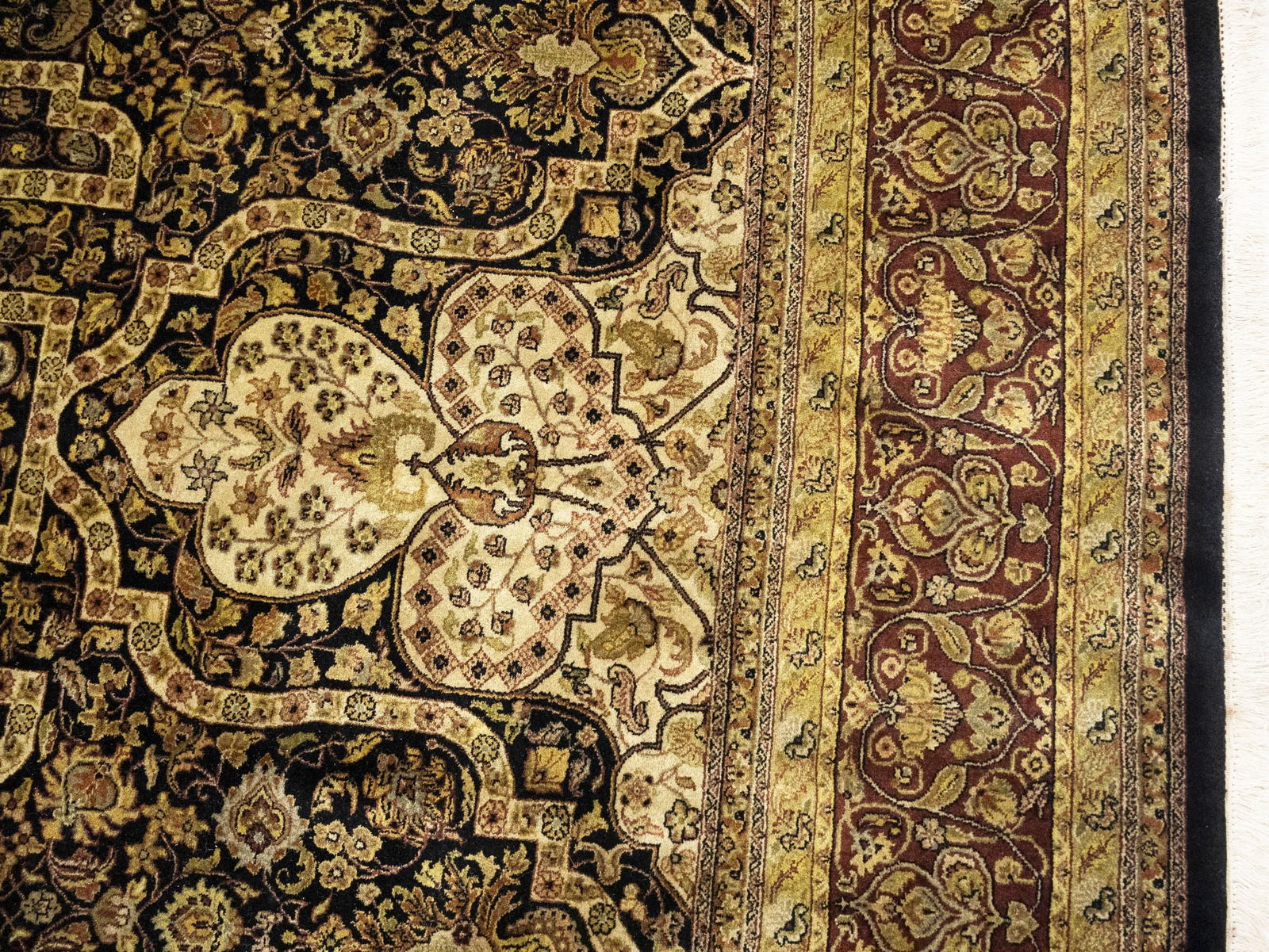 Black Floral Classic 8'7X11'9 Agra Jaipur Oriental Rug - 9