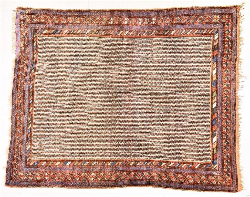 HAND KNOTTED WOOL PERSIAN RUG: Title: HAND KNOTTED WOOL PERSIAN RUG Dimensions: 5'1X6'7 Age: VINTAGE Origin: PERSIAN Reserve: $2,500.00 Shipping: Domestic: Shipping rates are determined by destination International: Forei