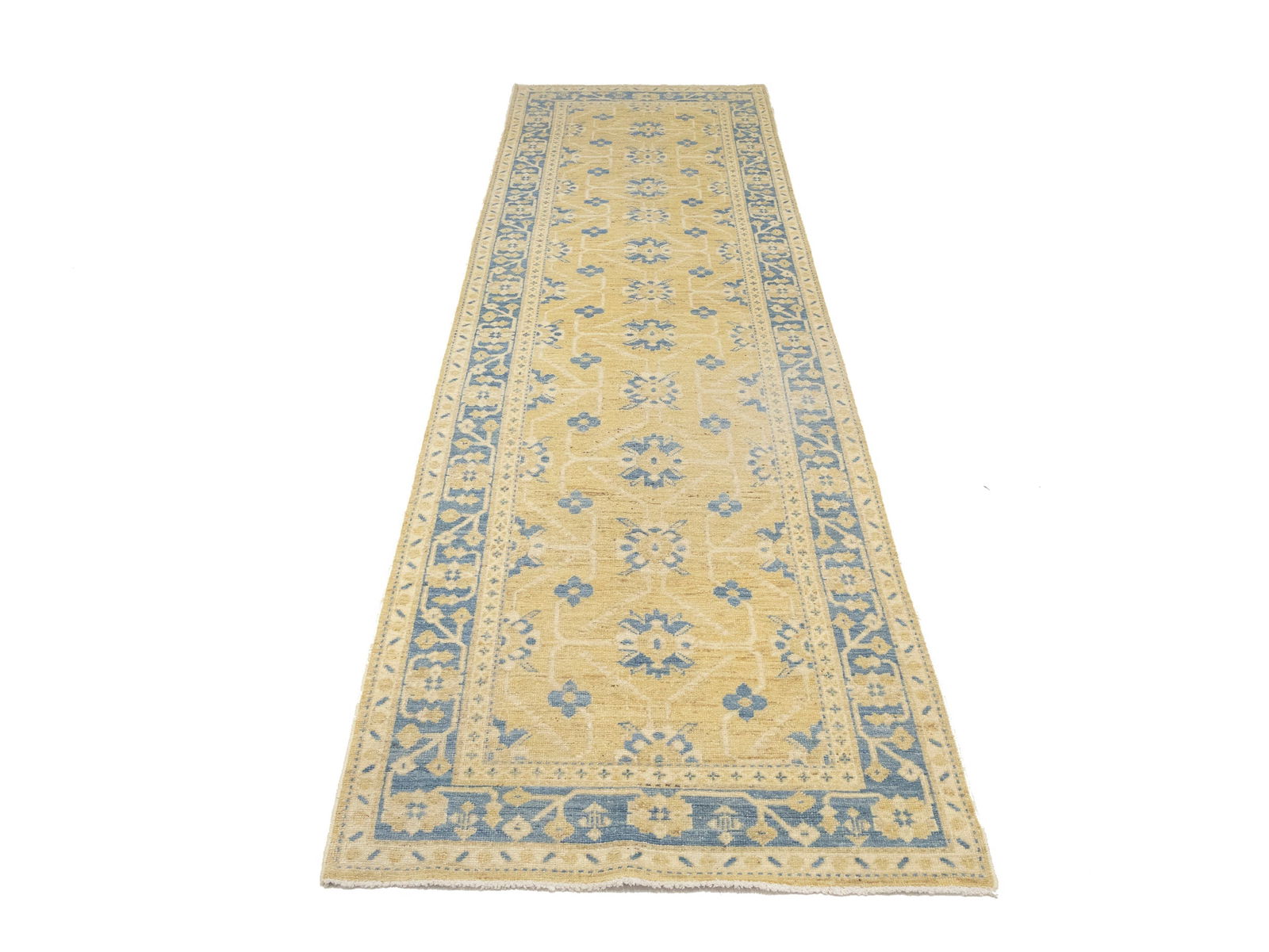 Beige Floral Khotan 3X12 Oushak Oriental Runner Rug - 5