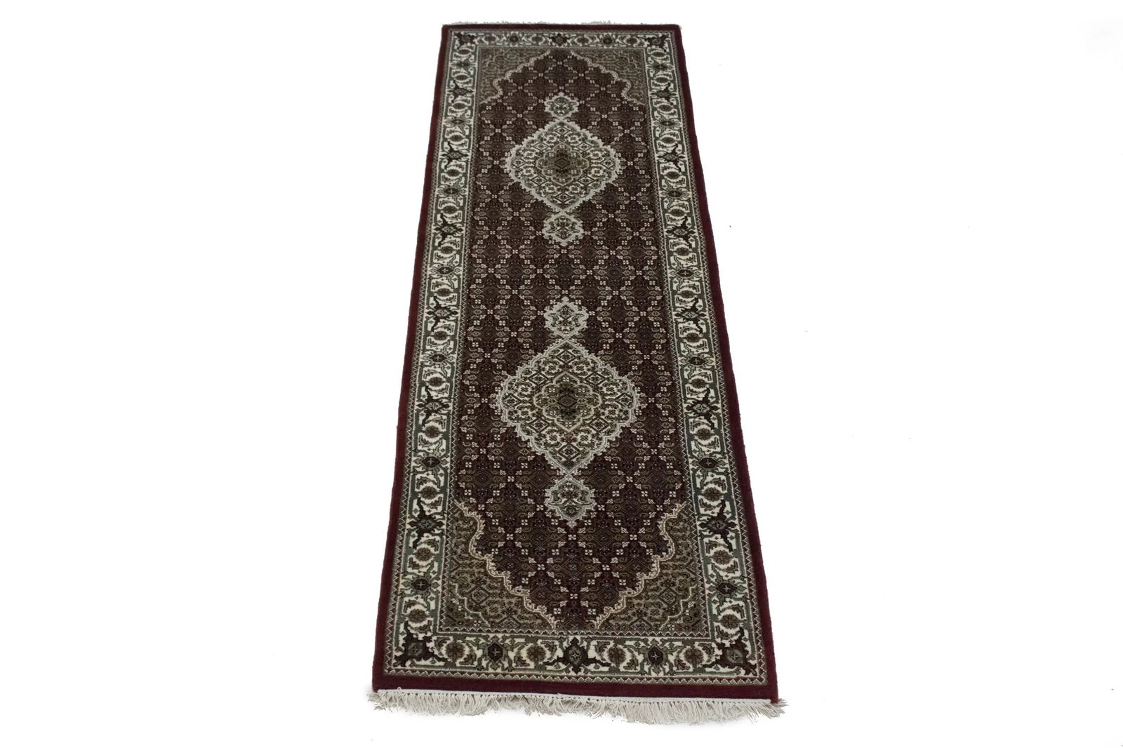 Red Floral Geometric 3X9 Tabriz Fish Mahi Oriental Runner Rug - 11