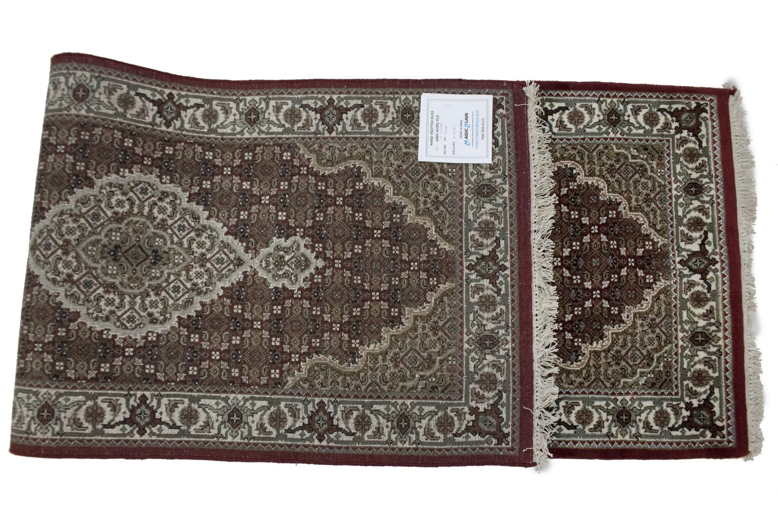 Red Floral Geometric 3X9 Tabriz Fish Mahi Oriental Runner Rug - 12