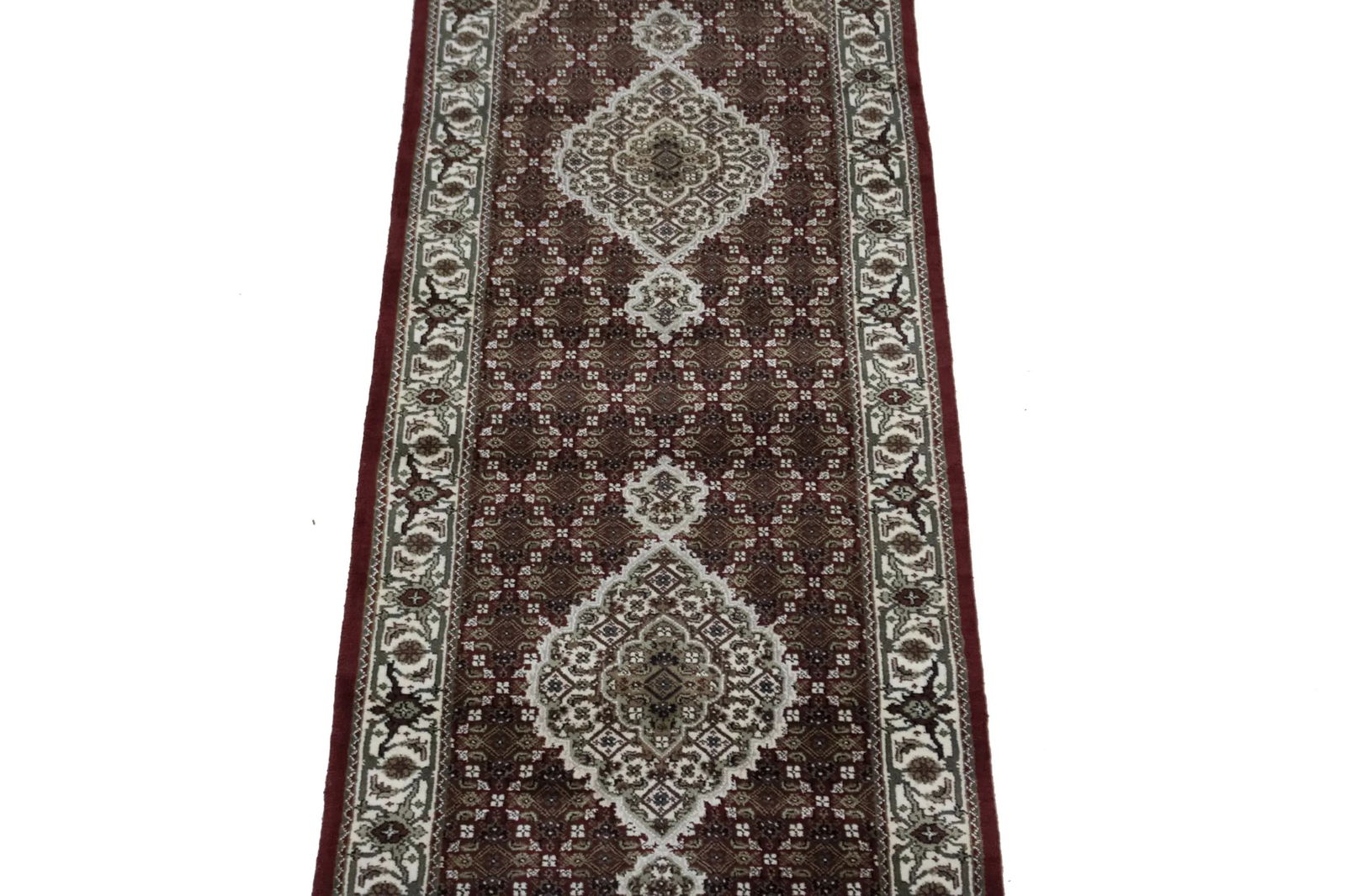 Red Floral Geometric 3X9 Tabriz Fish Mahi Oriental Runner Rug - 3