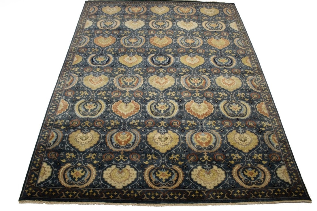 Dark Slate Floral 9X12 Osh Chobi Peshawar Oriental Rug - 2