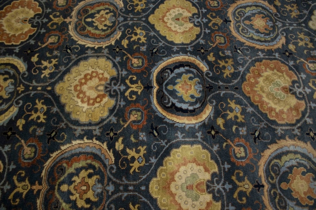 Dark Slate Floral 9X12 Osh Chobi Peshawar Oriental Rug - 6