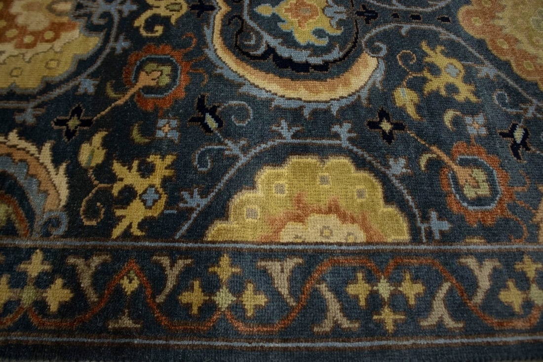 Dark Slate Floral 9X12 Osh Chobi Peshawar Oriental Rug - 8