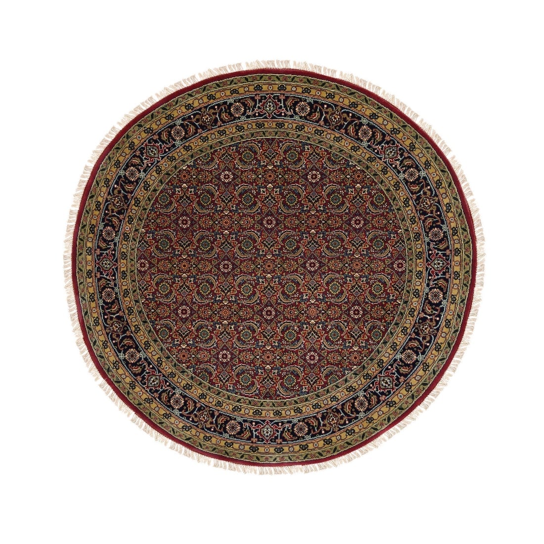 Hand Knotted All Over Herat Design New Zealand Wool Round Oriental Rug (1 of 8)