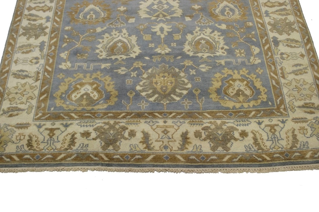 Slate Grey Floral 8X10 Oushak Chobi Oriental Rug - 4