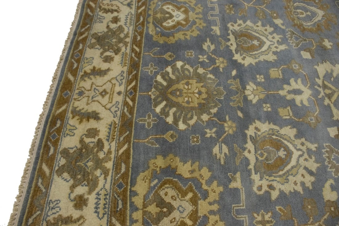 Slate Grey Floral 8X10 Oushak Chobi Oriental Rug - 7