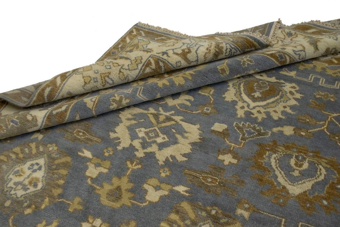 Slate Grey Floral 8X10 Oushak Chobi Oriental Rug - 9