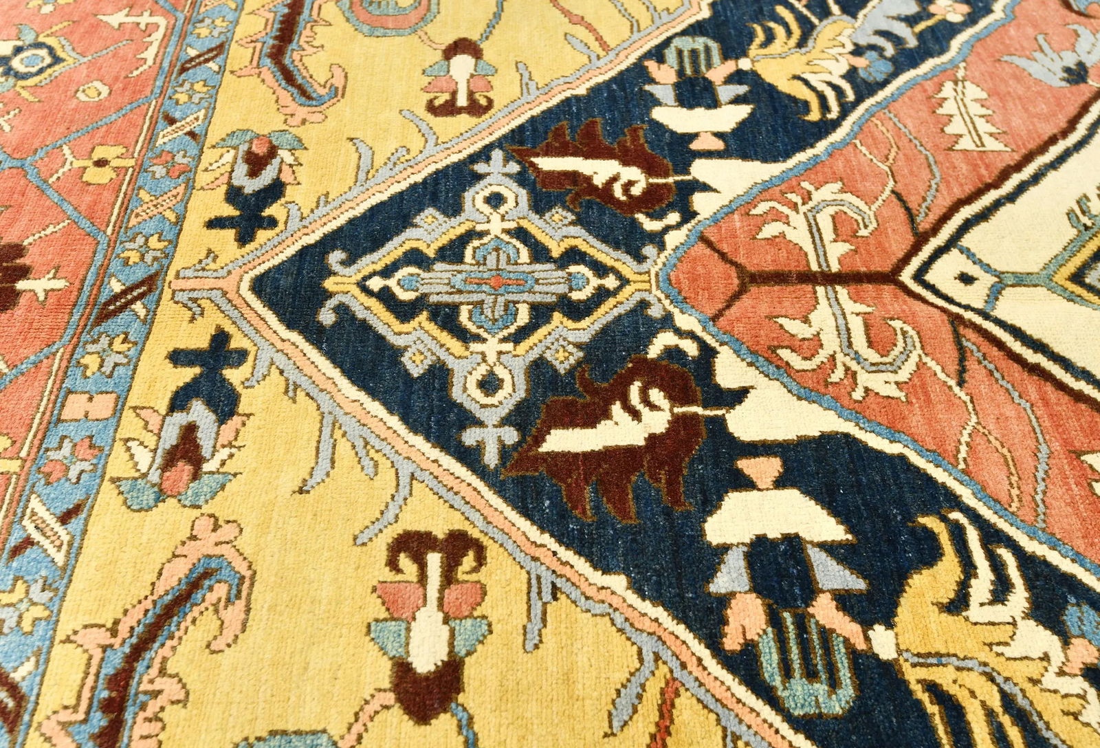 Navy Geometric 8X10 Heriz Serapi Oriental Rug - 6