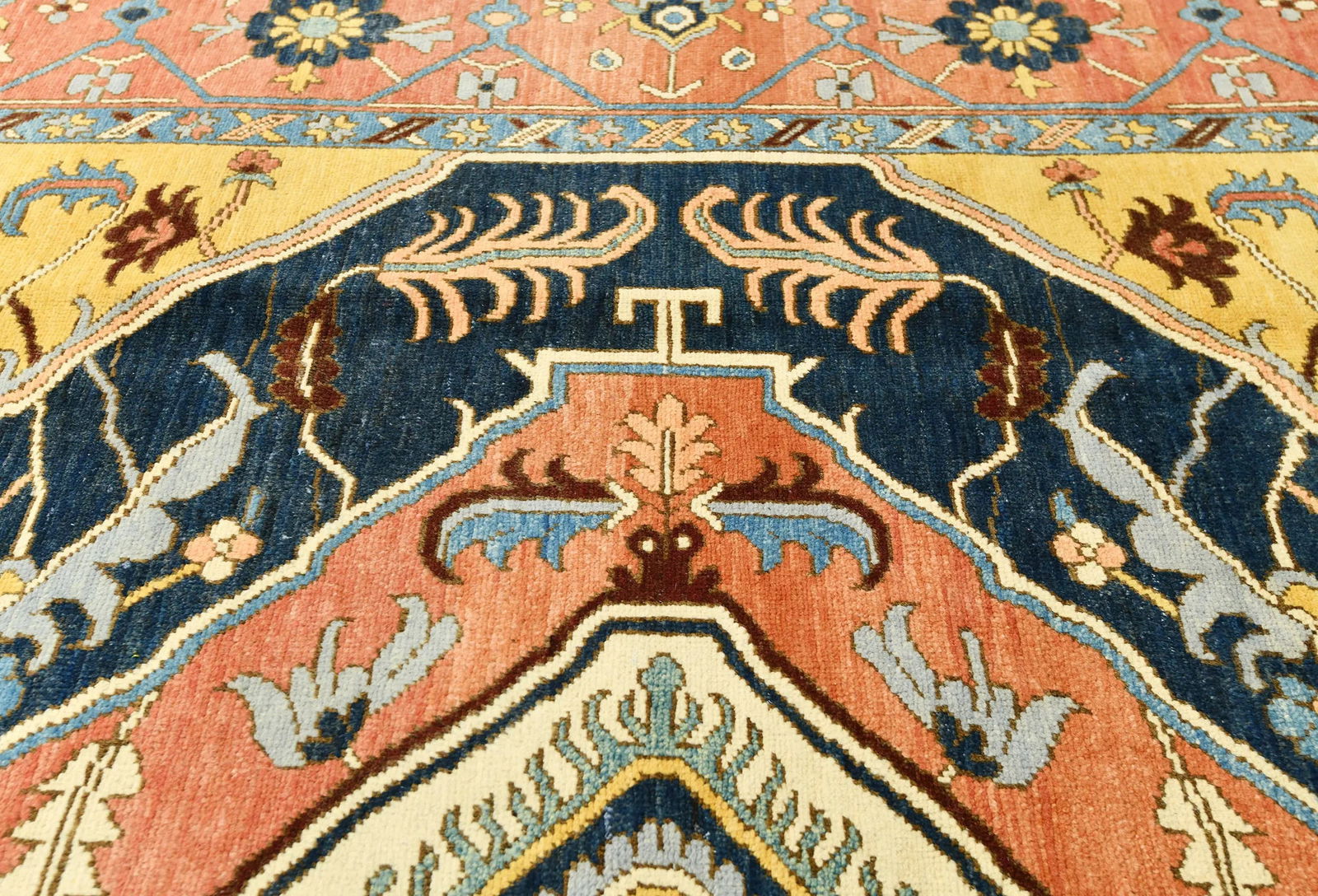 Navy Geometric 8X10 Heriz Serapi Oriental Rug - 7